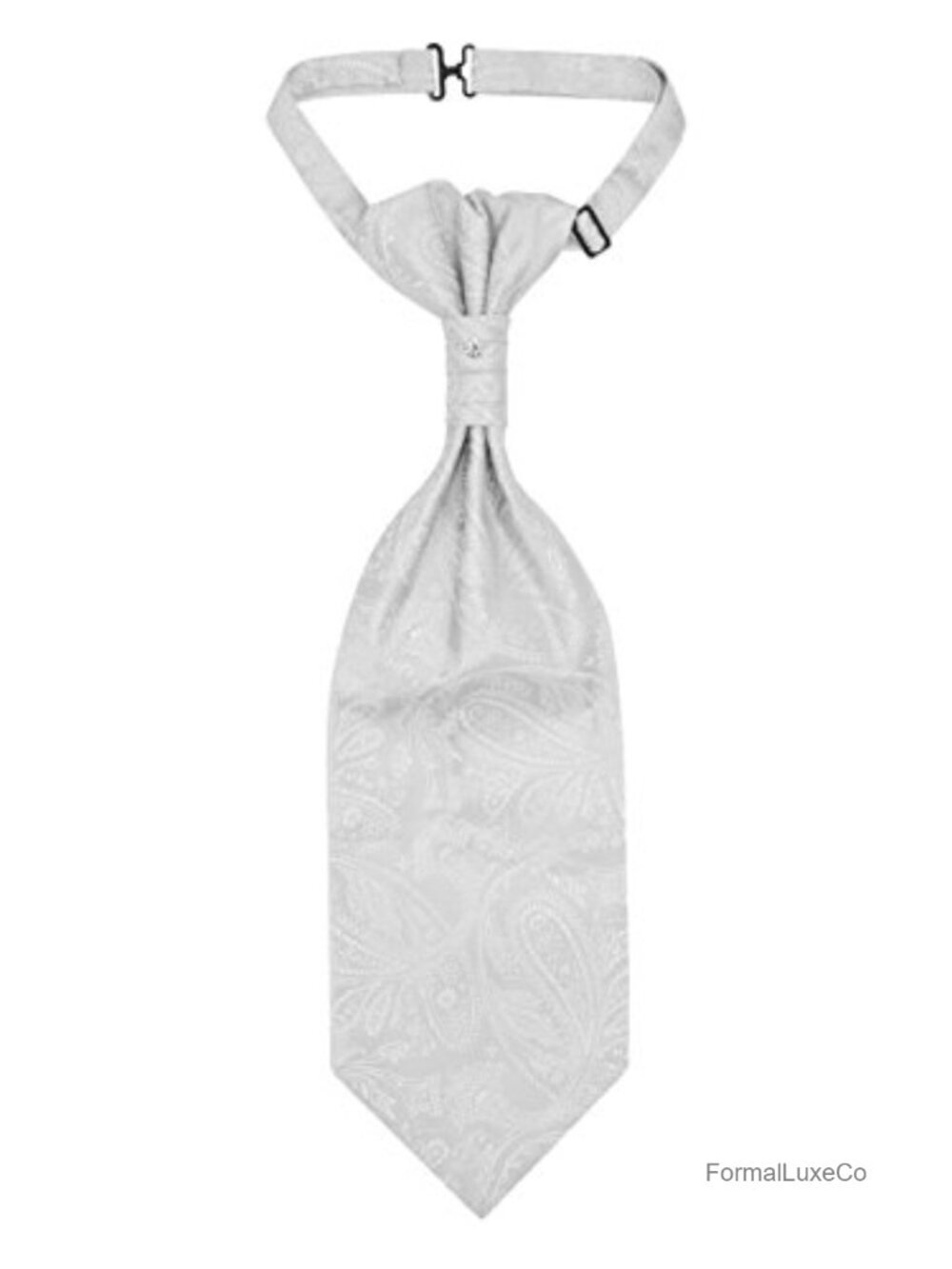 Pre-Tied Ascot Cravat Neck Tie - Solid Paisley Pattern